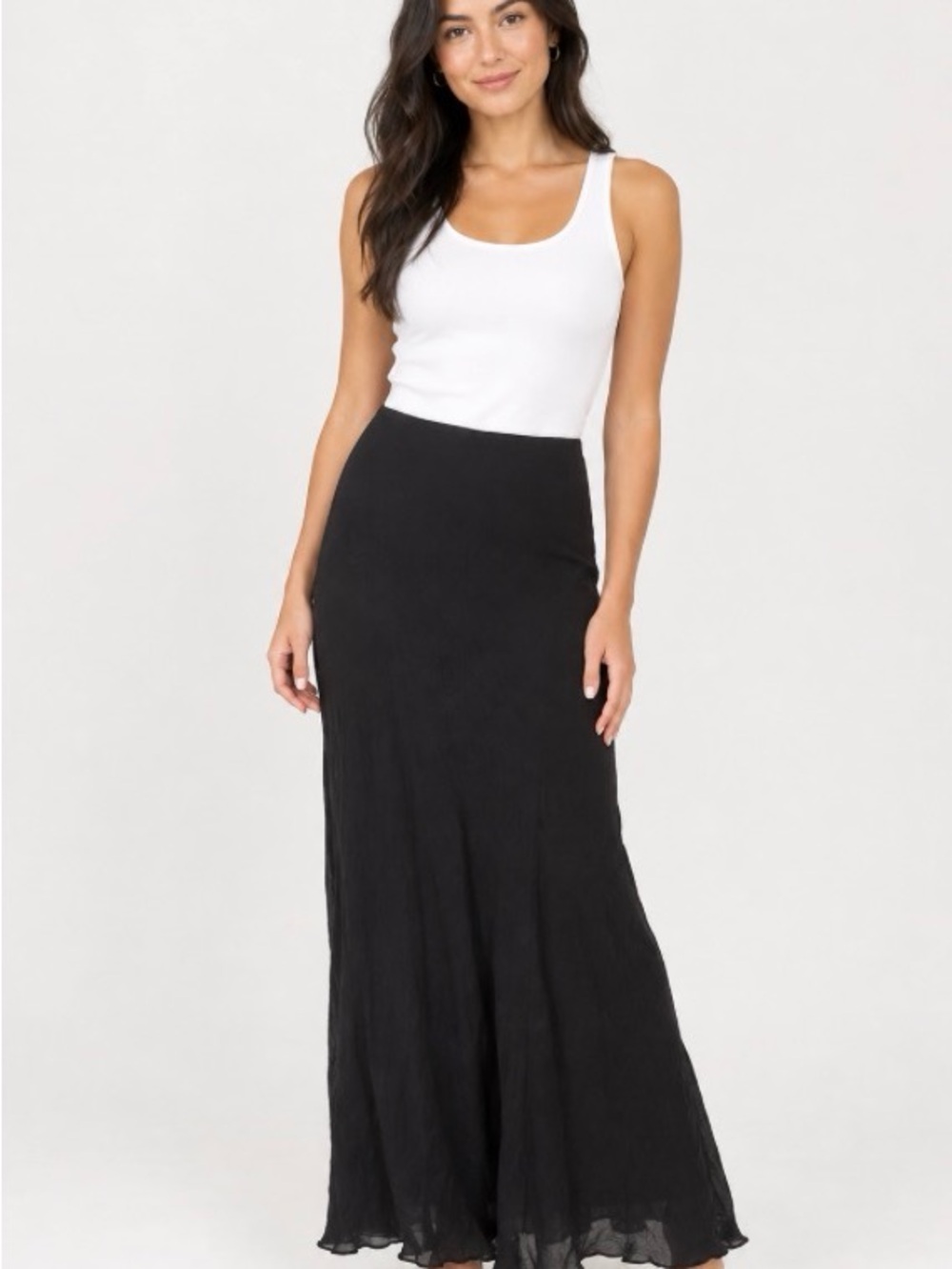 J. Crew Black Maxi Skirt with Flowy Hem half lined XXS
